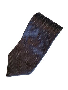 DKNY Silk Tie Striped Brown White Squares Mens Necktie Business Career Menswear